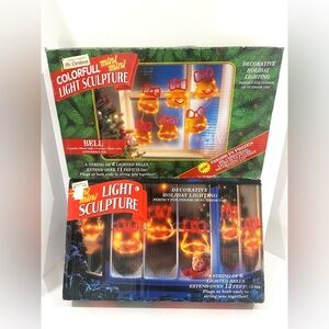 2 Sets Vintage 1995 & 1997 Mr. Christmas Mini Light Bells Sculpture 11x9 Work OB